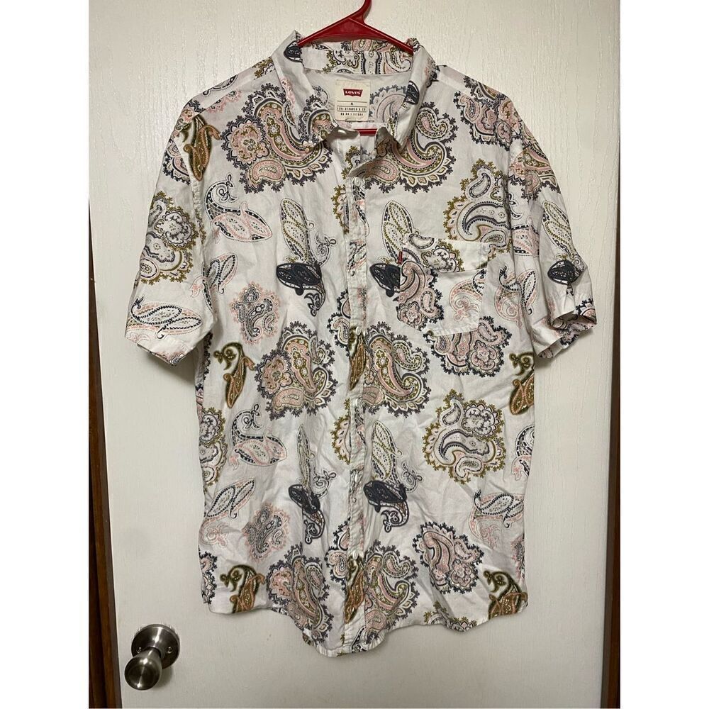 Levi's  Extra large Ivory Paisley Button Down Western Vintage Shirt XL